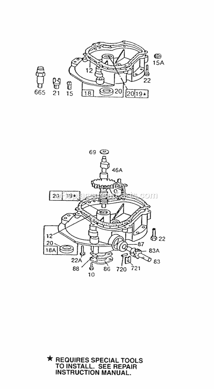Sump Base Assemblies Diagram and Parts List for 130902-1218-01  Briggs and Stratton Engine
